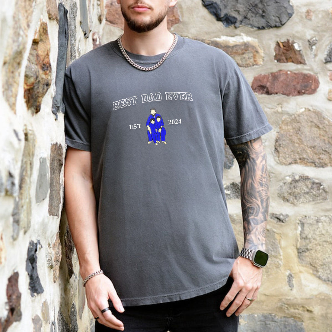 Comfort ColorÂ® Custom Embroidered Best Dad Ever Shirt