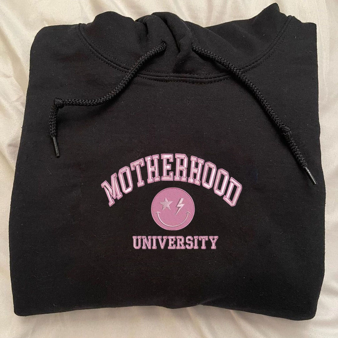 Custom Embroidered Motherhood University Hoodie, Personalized Hoodie With Icon