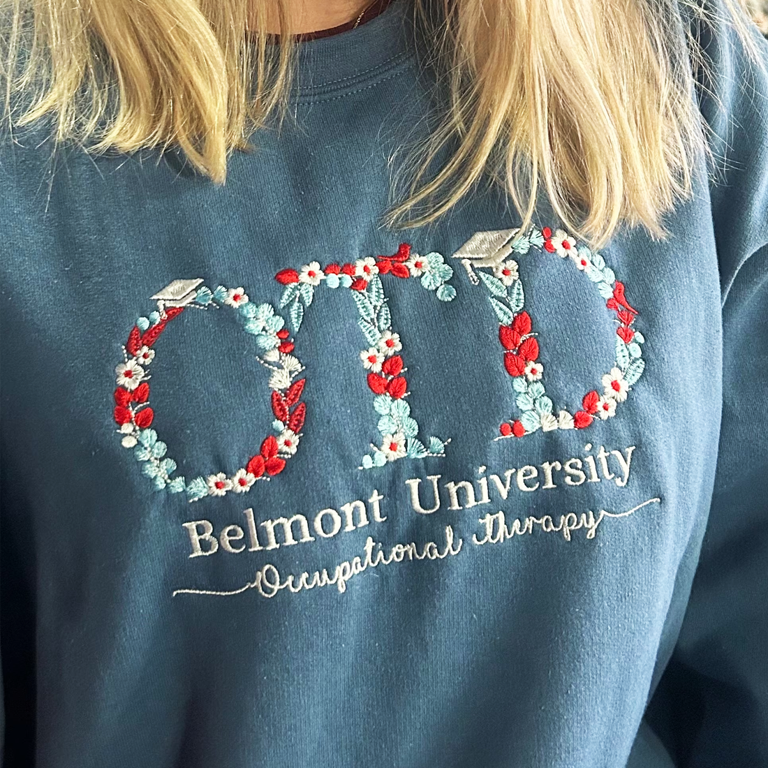 Comfort ColorÂ® Custom Embroidered University College Floral Sweatshirt