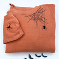 Comfort ColorÂ® Embroidered Spiderweb Halloween T-Shirt or Sweatshirt