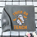 Comfort ColorÂ® Embroidered Trick or Teach Halloween T-Shirt or Sweatshirt