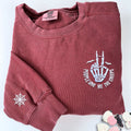 Comfort ColorÂ® Embroidered Halloween People Give Me The Creeps Skeleton Hand T-Shirt or Sweatshirt