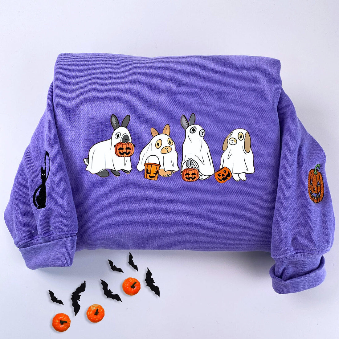 Comfort ColorÂ® Embroidered Cute Rabbit Ghost Halloween T-Shirt or Sweatshirt