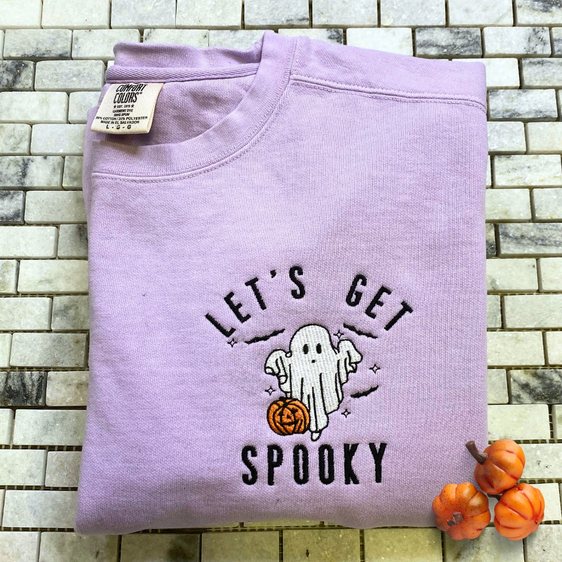 Comfort ColorÂ® Spooky Season Crewneck, Let's Get Spooky Embroidered Halloween Sweatshirts, Hoodie