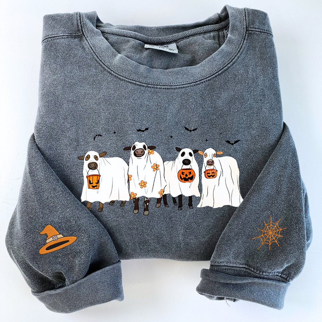 Comfort ColorÂ® Embroidered Ghost Cows Halloween T-Shirt or Sweatshirt