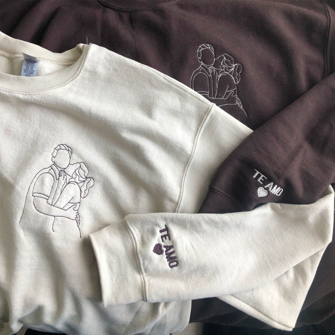 Personalized Anniversary Gifts for Couples, Custom Embroidered Sweatshirt / Hoodie Matching Wedding 1 - 50 Year
