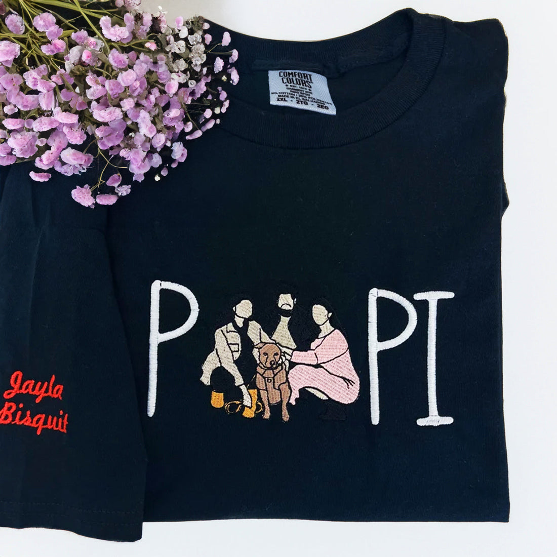 Comfort ColorÂ® Custom Embroidered Papi Portrait from Photo Shirt