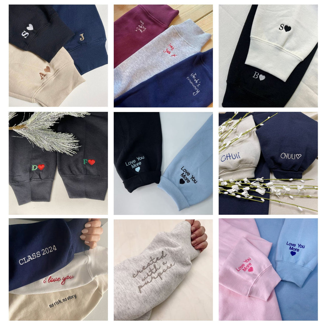 Custom Grandma Sweatshirt, Embroidery Crewneck Flower Letter, Gifts for Grandparents