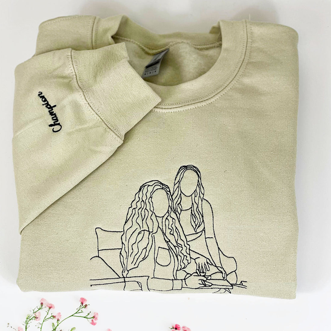 Personalized Best Friend Sweatshirt, Custom Embroidered Portrait Photo Sweatshirt, Hoodie