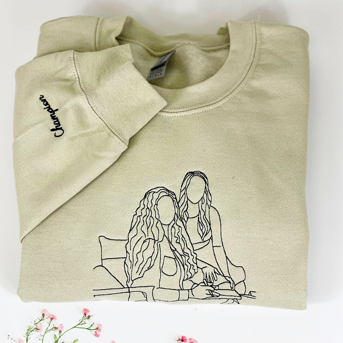 Personalized Best Friend Sweatshirt, Custom Embroidered Portrait Photo Sweatshirt, Hoodie