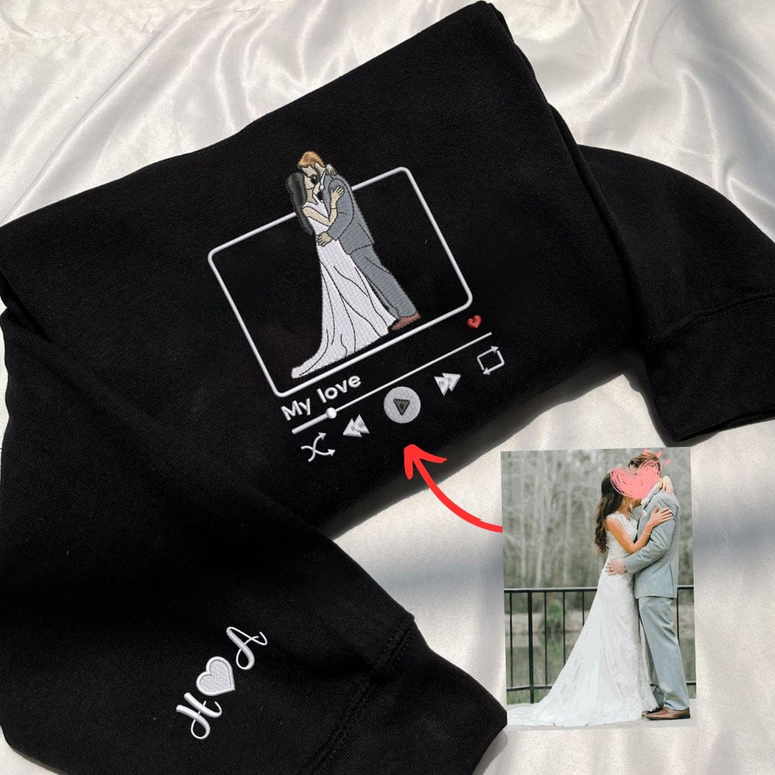 Personalized Unique Wedding Shower Gift ideas for Couples Sweatshirt with Embroidery Your Photo