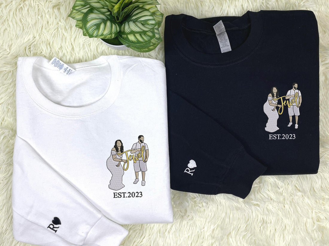 Personalized Wedding Shower Gifts for Groom Sweatshirt with Embroidery Your Photo, Any Text on Sleeve